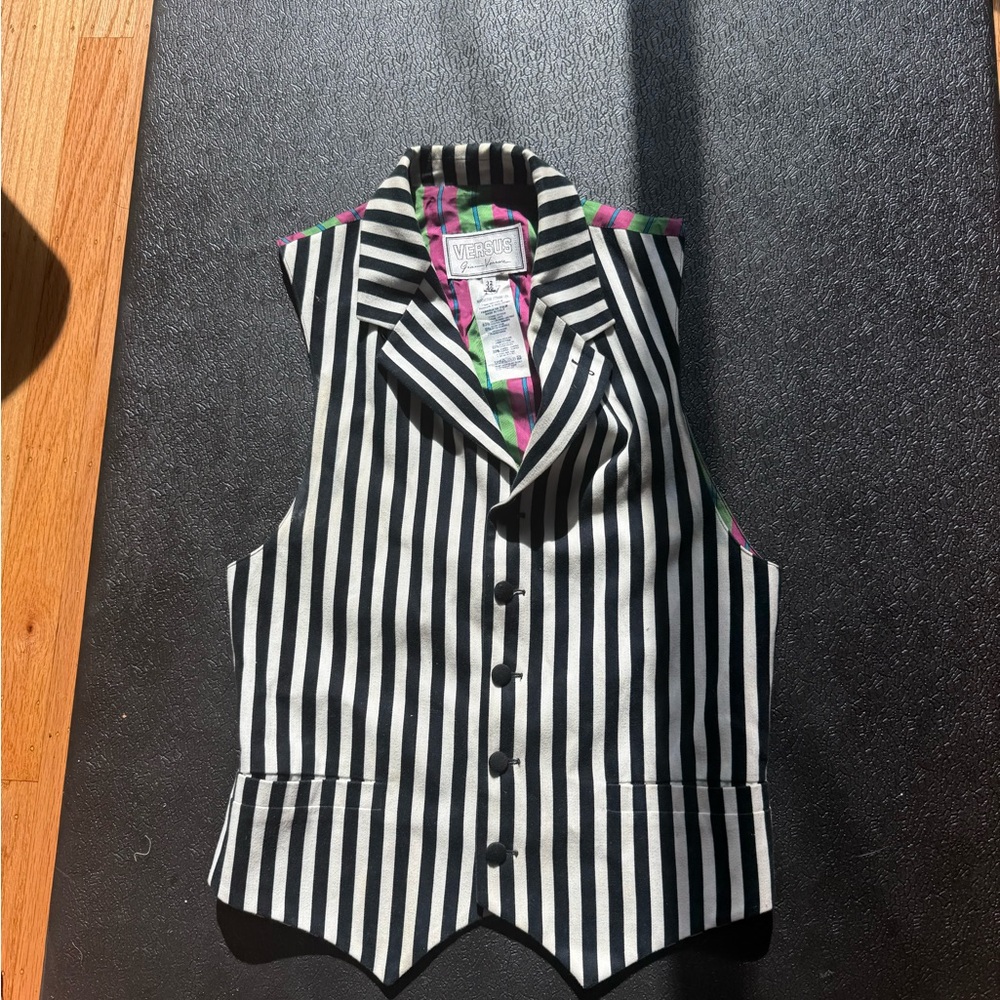 Versace Black and White Striped Garment